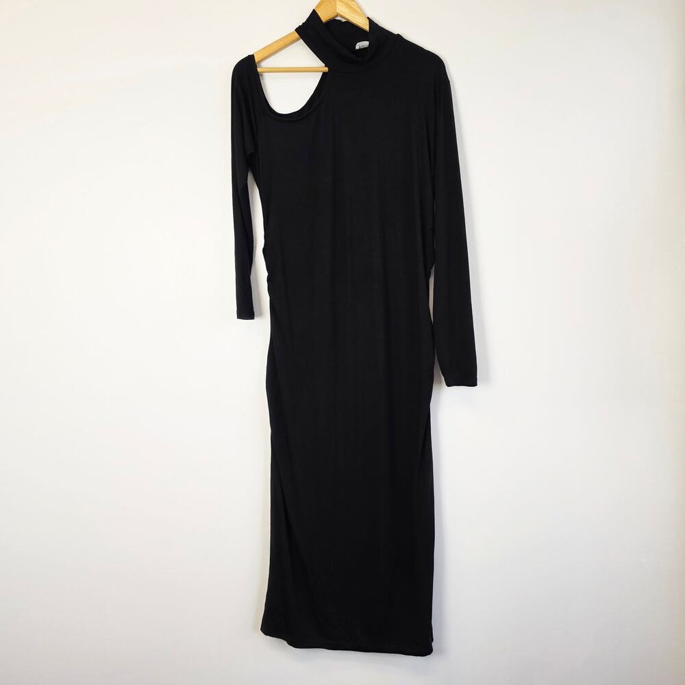 Marcelle NYC Asymmetrical Off the Shoulder Midi Knit Long Sleeve Dress XXL